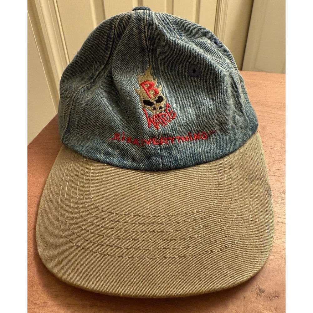VTG Bugle Boy Denim B Ware Strapback Hat Dad Cap 90s Plain Logo‎ Streetwear